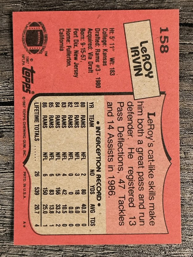 1987 Topps #158 LeRoy Irvin