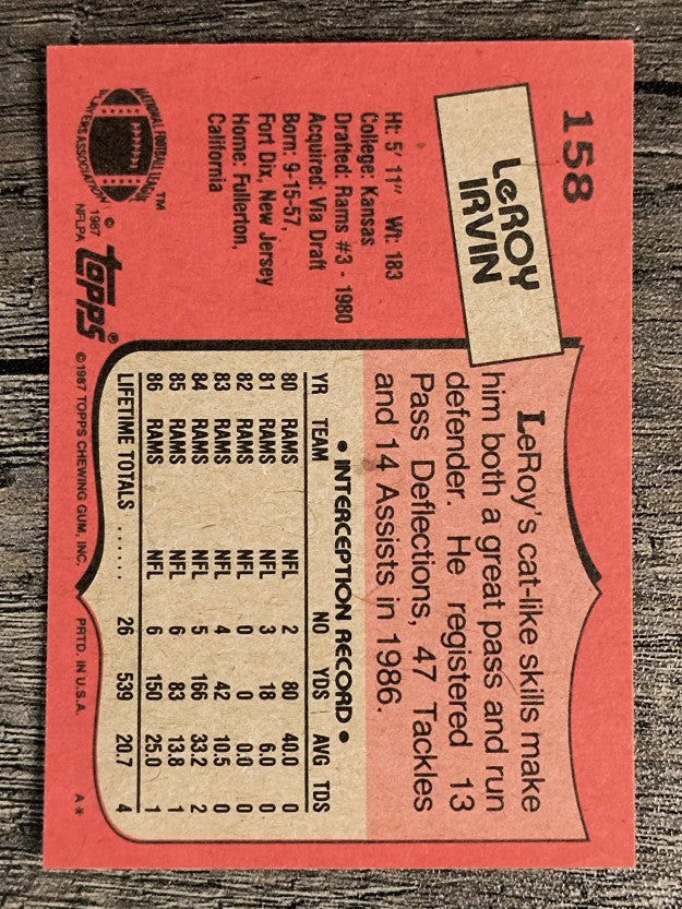 1987 Topps #158 LeRoy Irvin