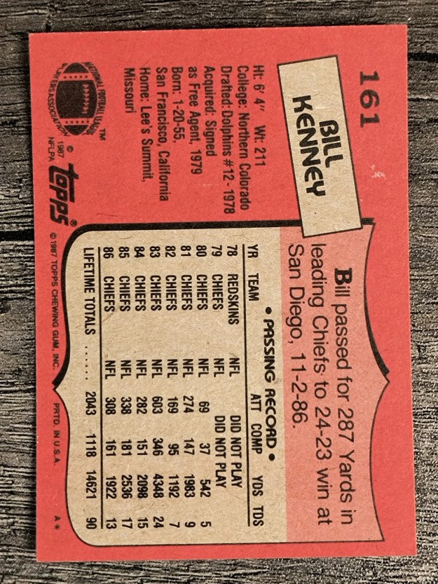 1987 Topps #161 Bill Kenney