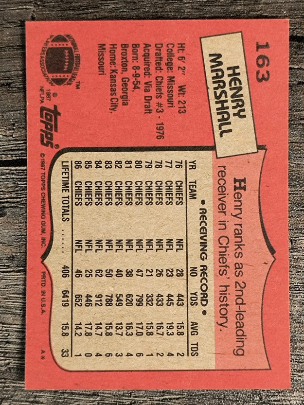 1987 Topps #163 Henry Marshall