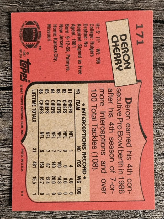 1987 Topps #171 Deron Cherry AP