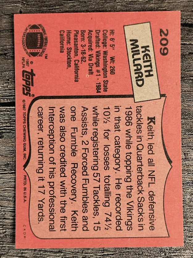 1987 Topps #209 Keith Millard
