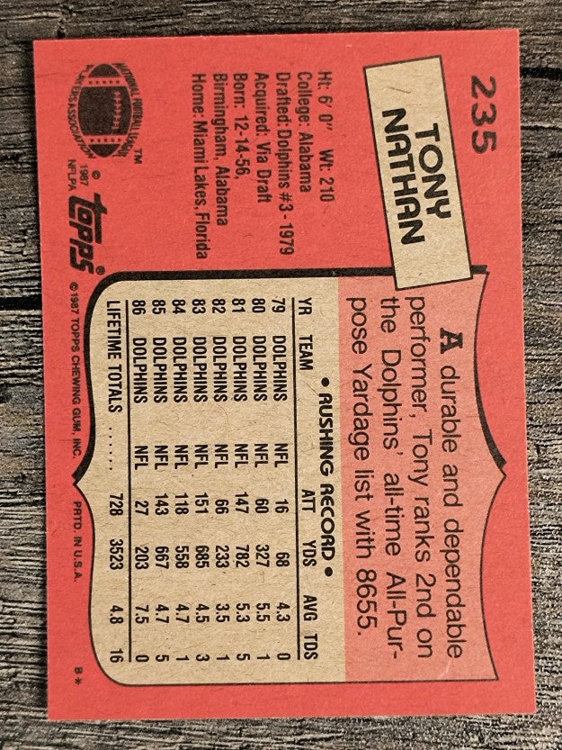 1987 Topps #235 Tony Nathan
