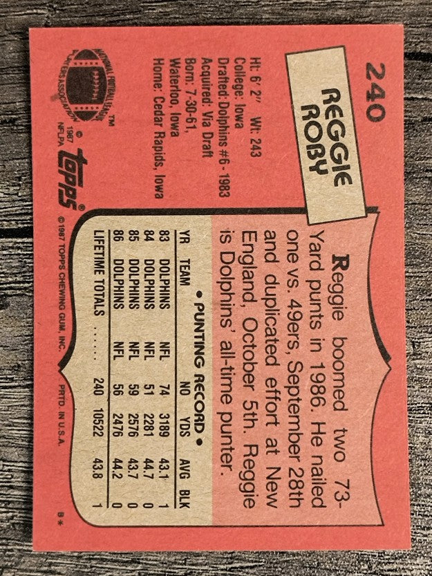 1987 Topps #240 Reggie Roby