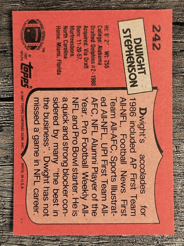 1987 Topps #242 Dwight Stephenson