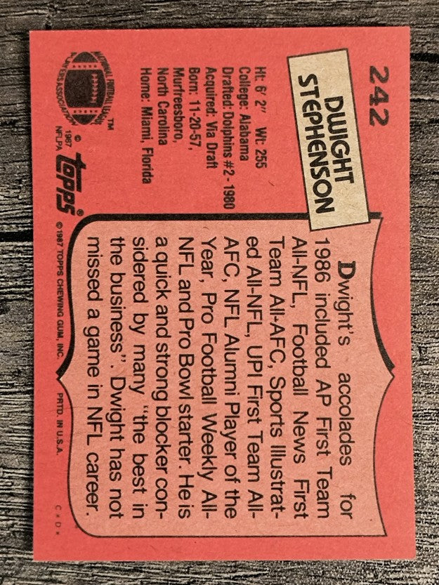 1987 Topps #242 Dwight Stephenson