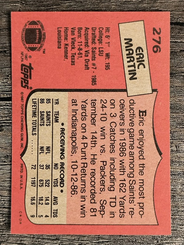 1987 Topps #276 Eric Martin RC