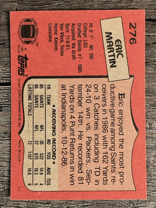 1987 Topps #276 Eric Martin RC