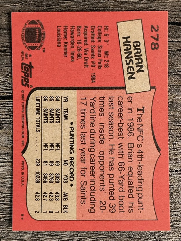 1987 Topps #278 Brian Hansen