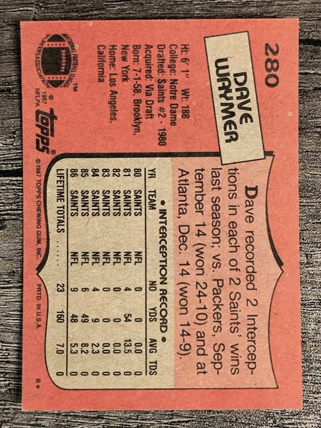 1987 Topps #280 Dave Waymer