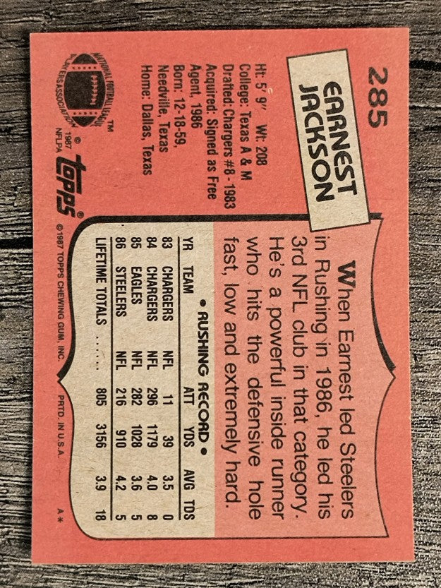 1987 Topps #285 Earnest Jackson