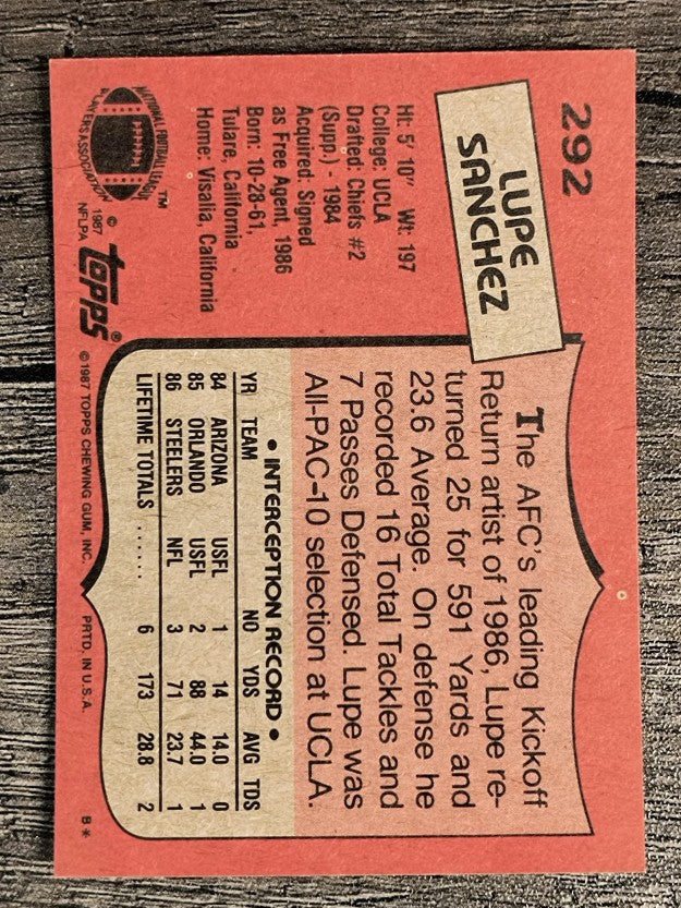 1987 Topps #292 Lupe Sanchez