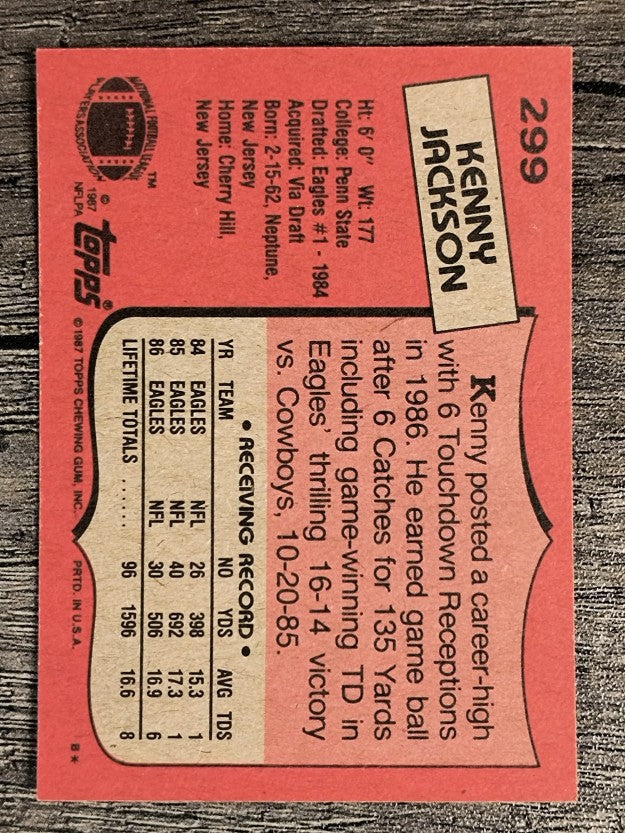 1987 Topps #299 Kenny Jackson