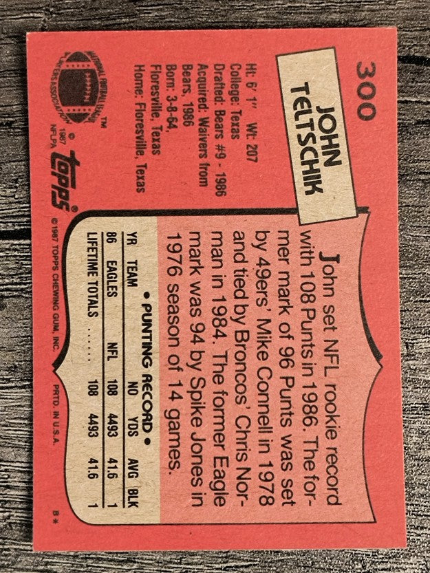 1987 Topps #300 John Teltschik RC