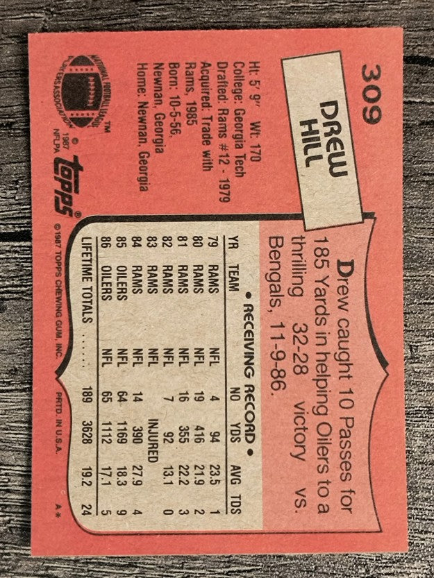 1987 Topps #309 Drew Hill