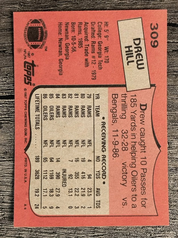 1987 Topps #309 Drew Hill