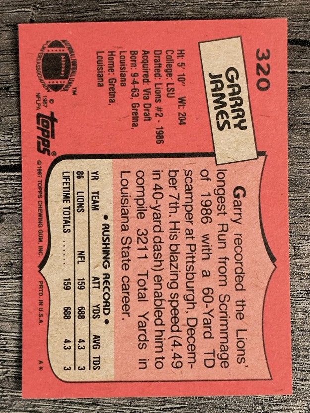 1987 Topps #320 Garry James