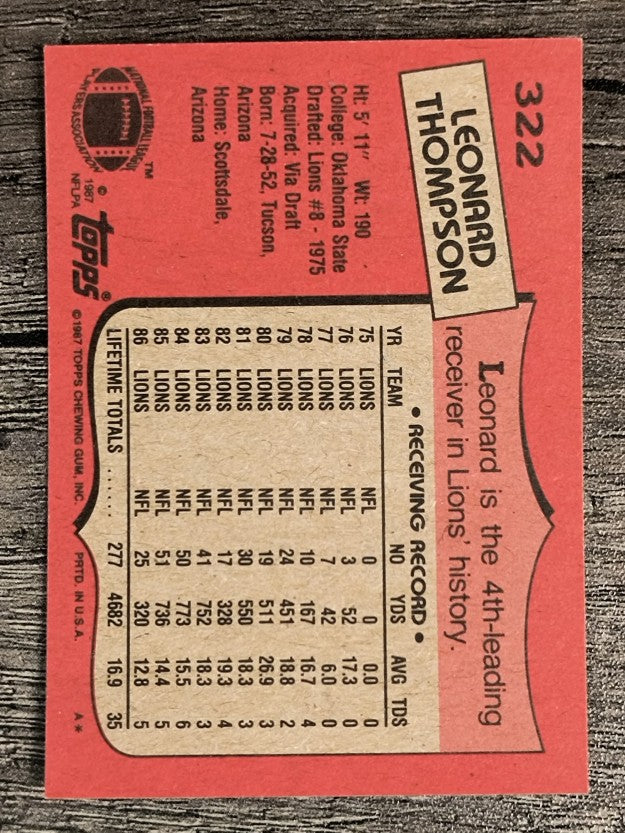 1987 Topps #322 Leonard Thompson