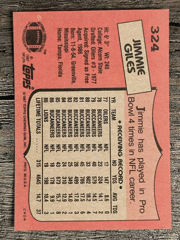 1987 Topps #324 Jimmie Giles
