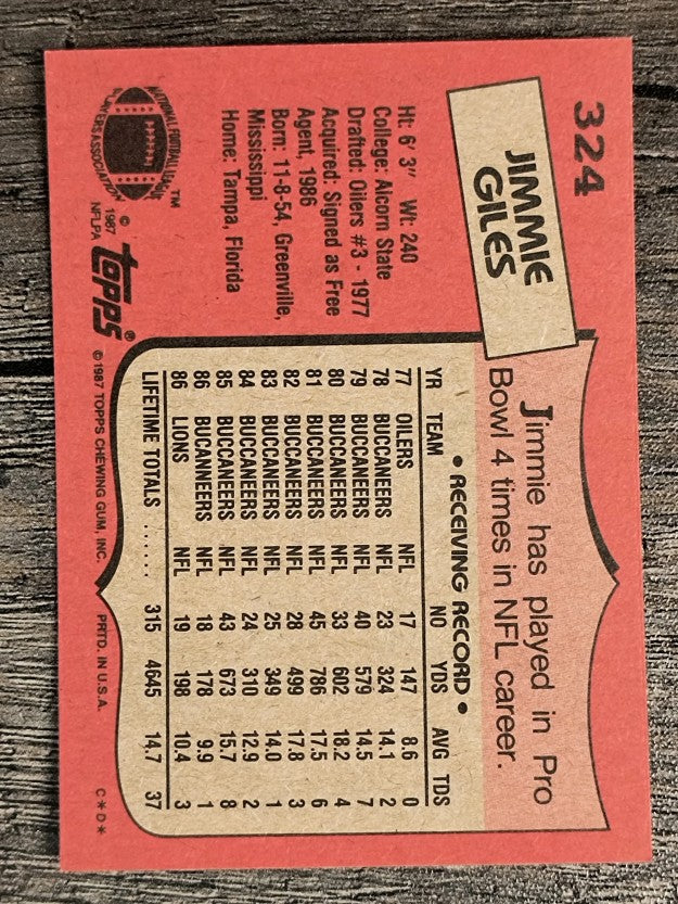 1987 Topps #324 Jimmie Giles