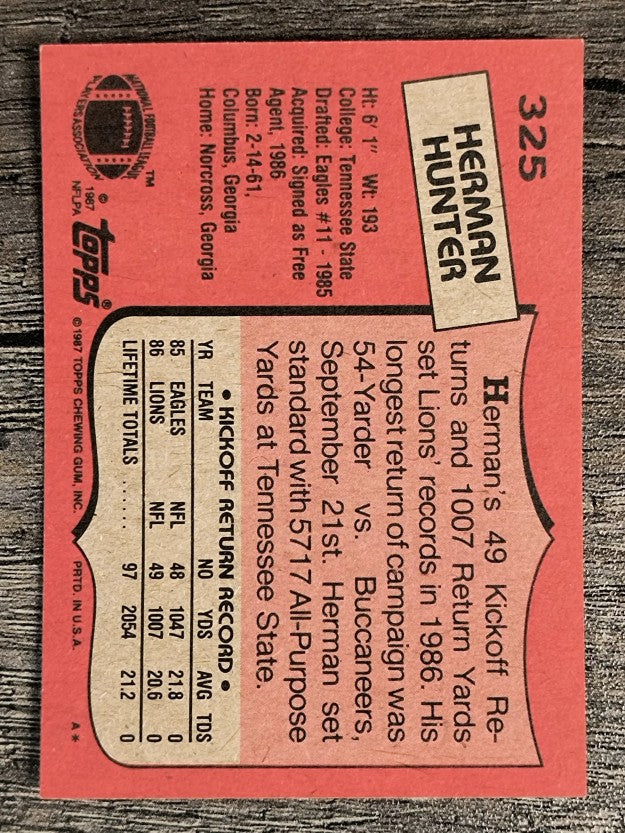 1987 Topps #325 Herman Hunter