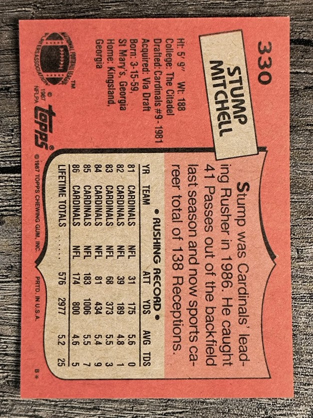 1987 Topps #330 Stump Mitchell