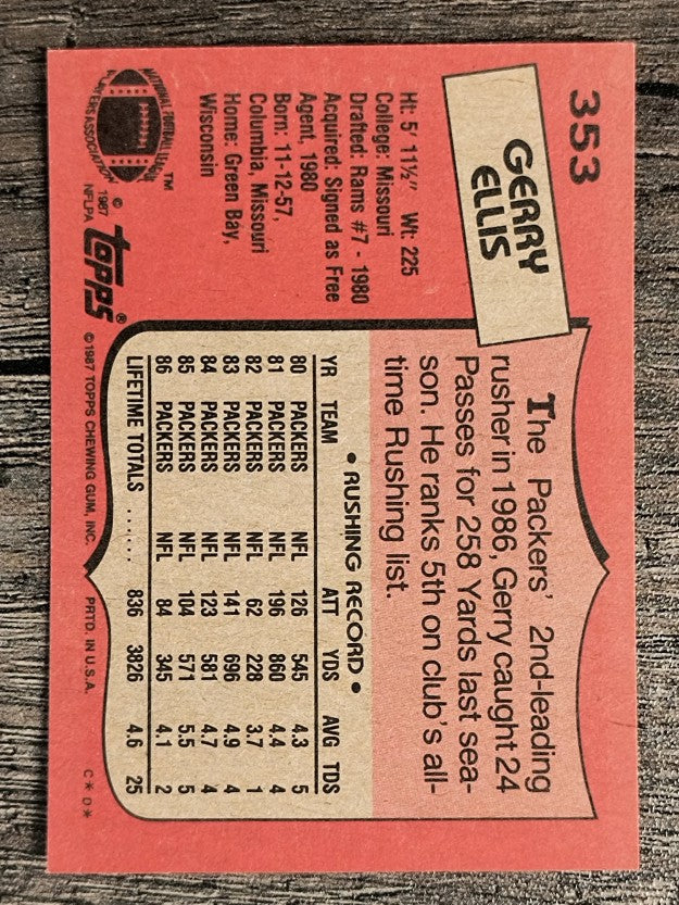 1987 Topps #353 Gerry Ellis