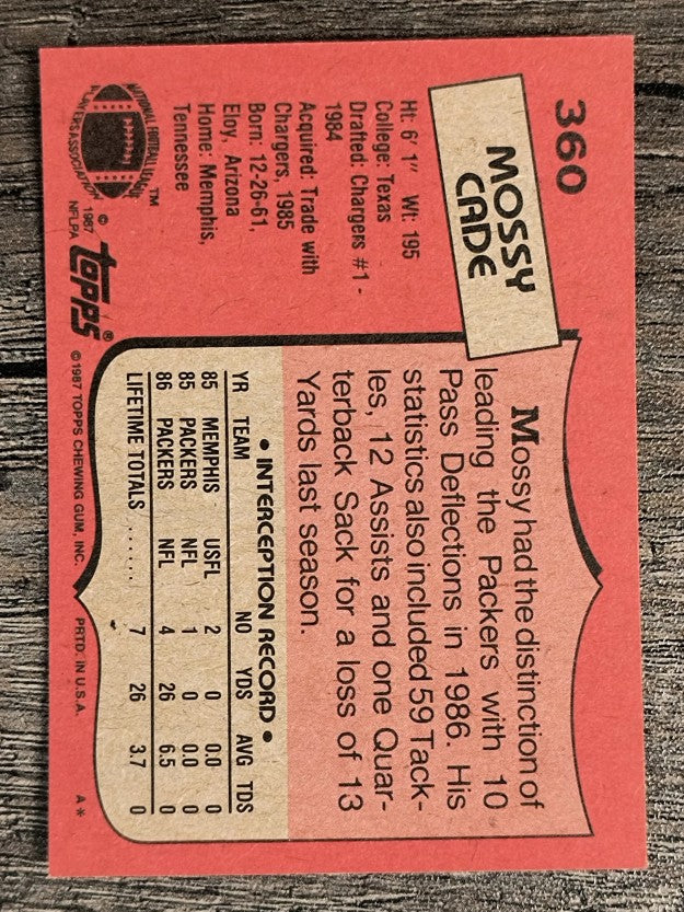 1987 Topps #360 Mossy Cade