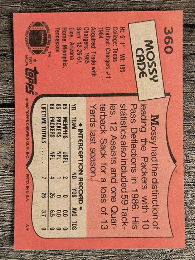 1987 Topps #360 Mossy Cade