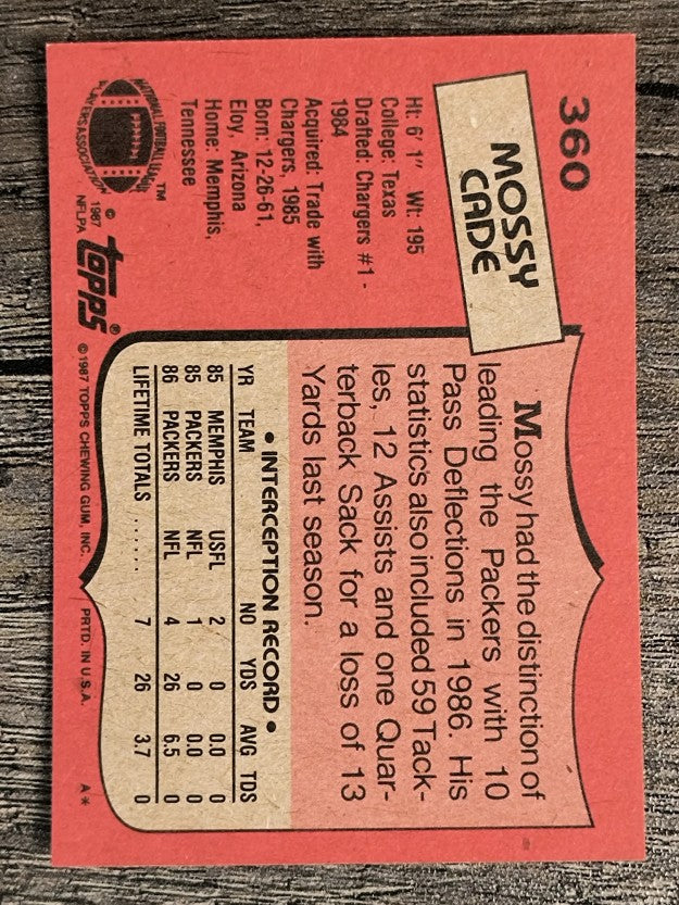 1987 Topps #360 Mossy Cade