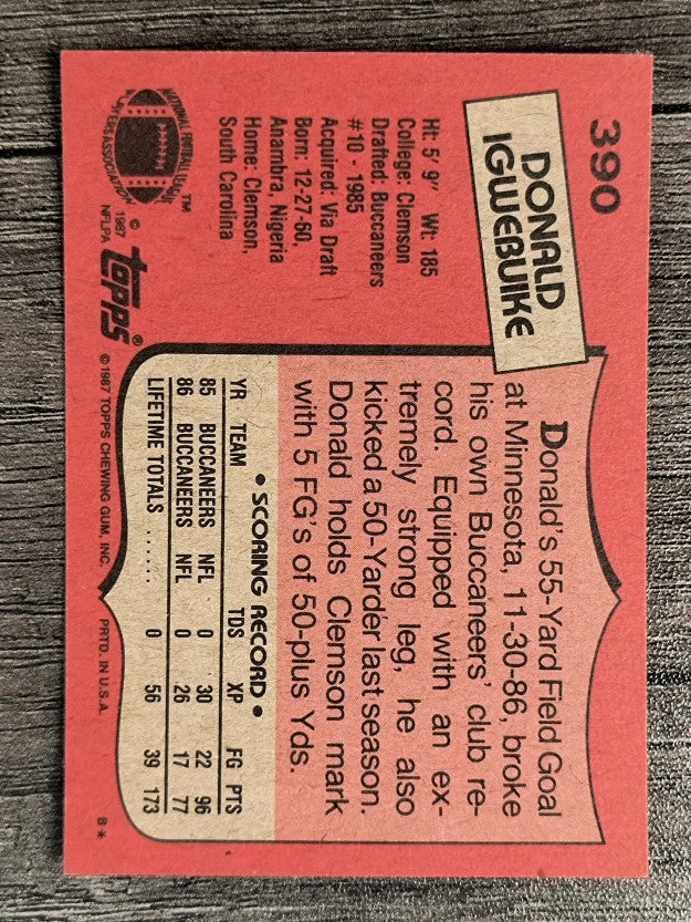 1987 Topps #390 Donald Igwebuike