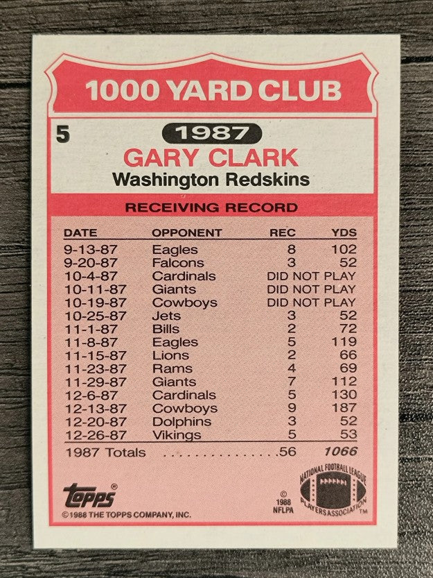 1988 Topps 1000 Yard Club #5 Gary Clark