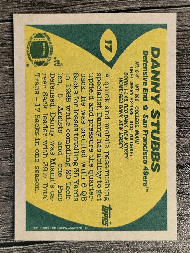 1989 Topps #17 Daniel Stubbs RC