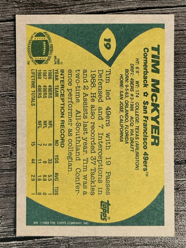 1989 Topps #19 Tim McKyer