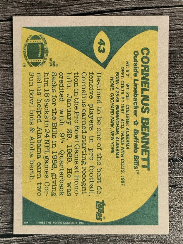 1989 Topps #43 Cornelius Bennett