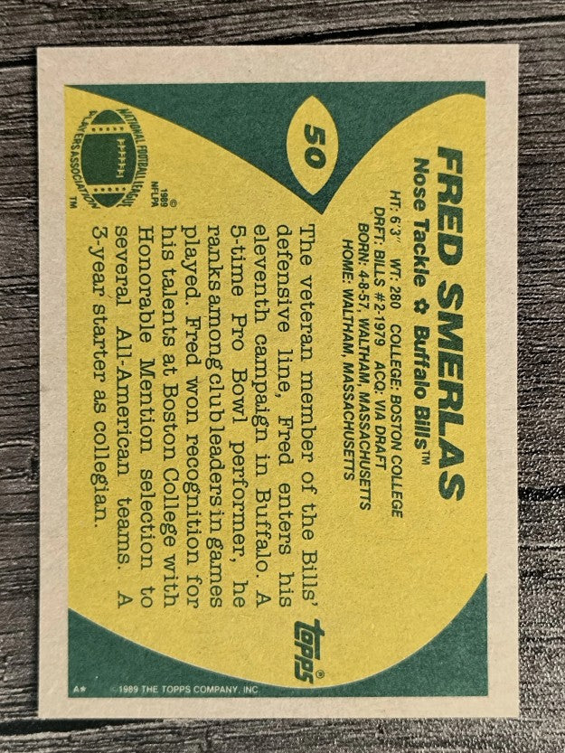 1989 Topps #50 Fred Smerlas