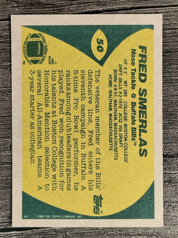 1989 Topps #50 Fred Smerlas