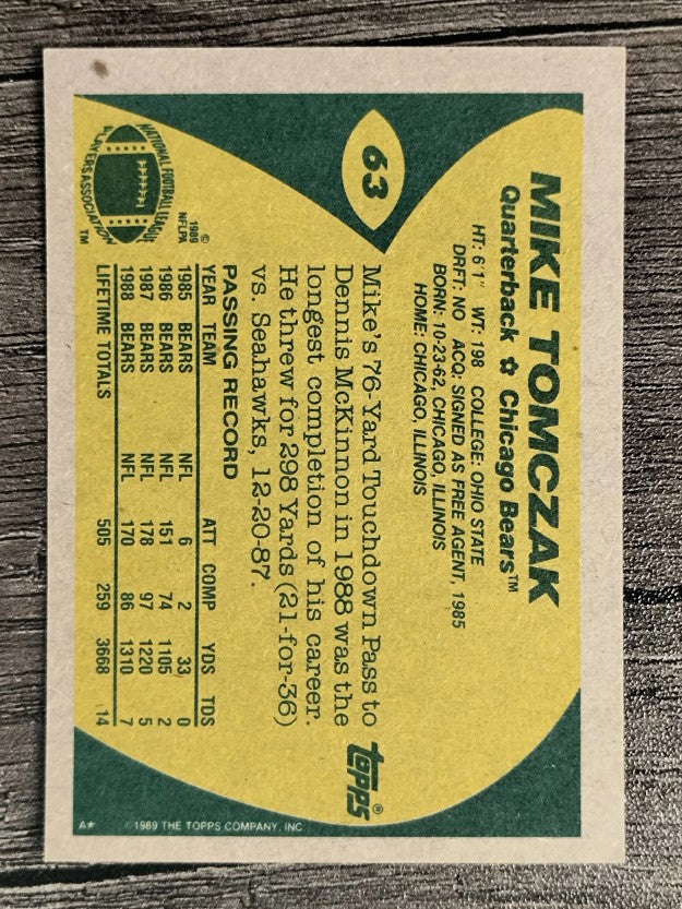 1989 Topps #63 Mike Tomczak