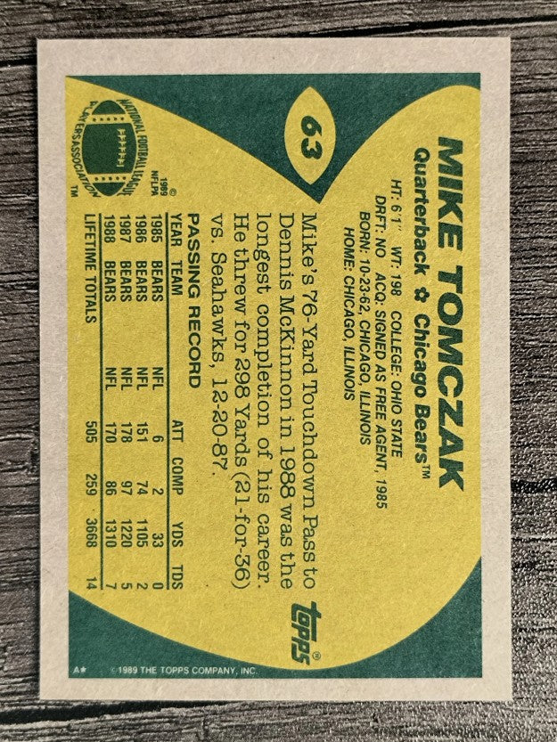 1989 Topps #63 Mike Tomczak