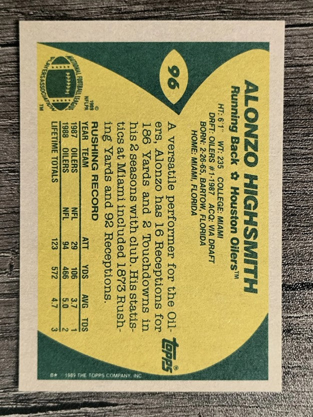 1989 Topps #96 Alonzo Highsmith