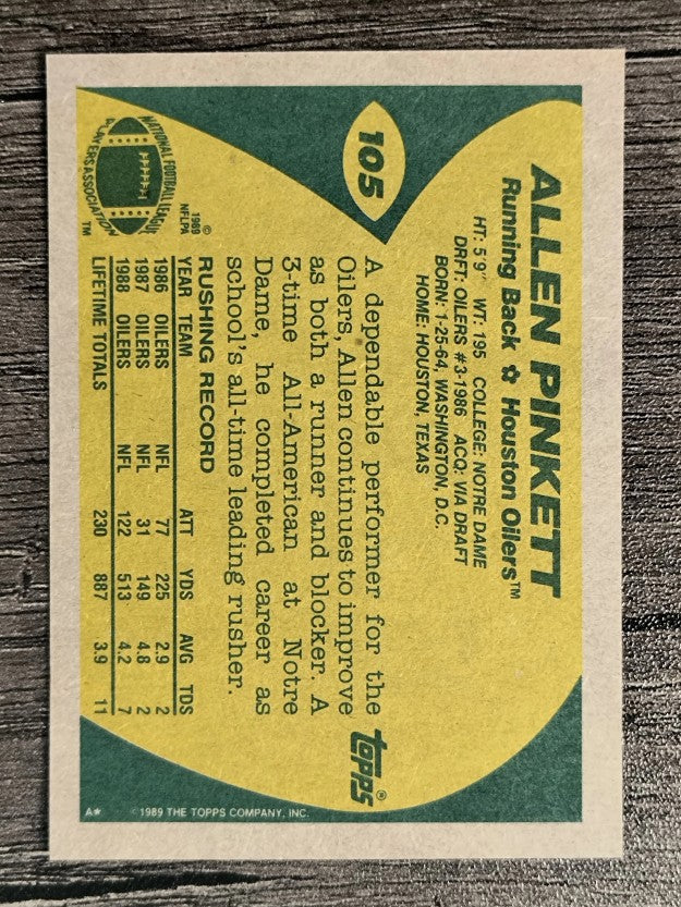 1989 Topps #105 Allen Pinkett RC