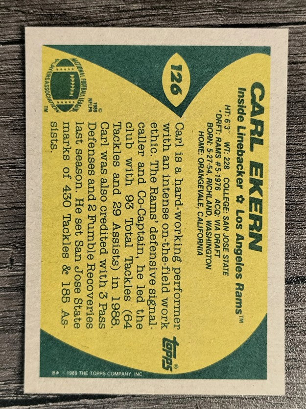 1989 Topps #126 Carl Ekern