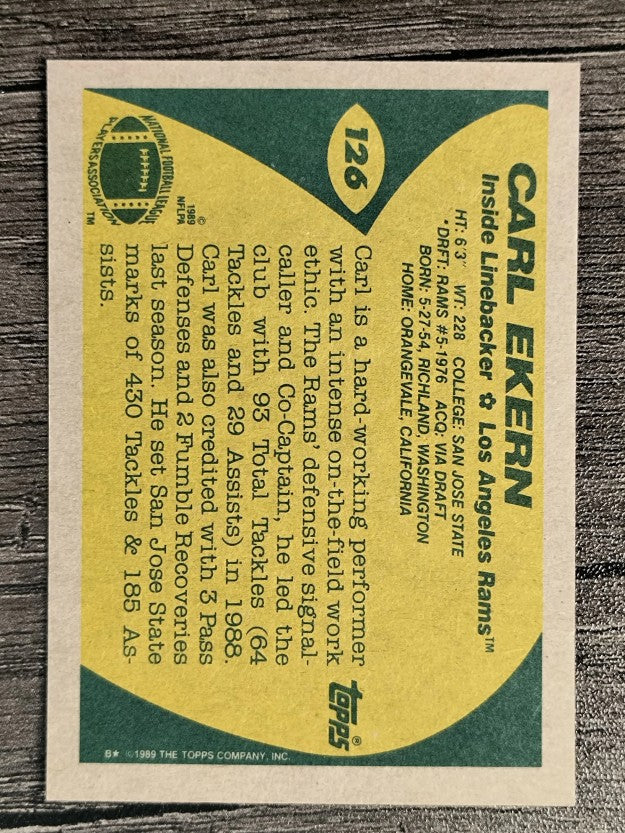 1989 Topps #126 Carl Ekern