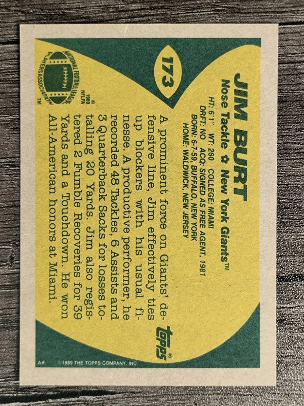 1989 Topps #173 Jim Burt