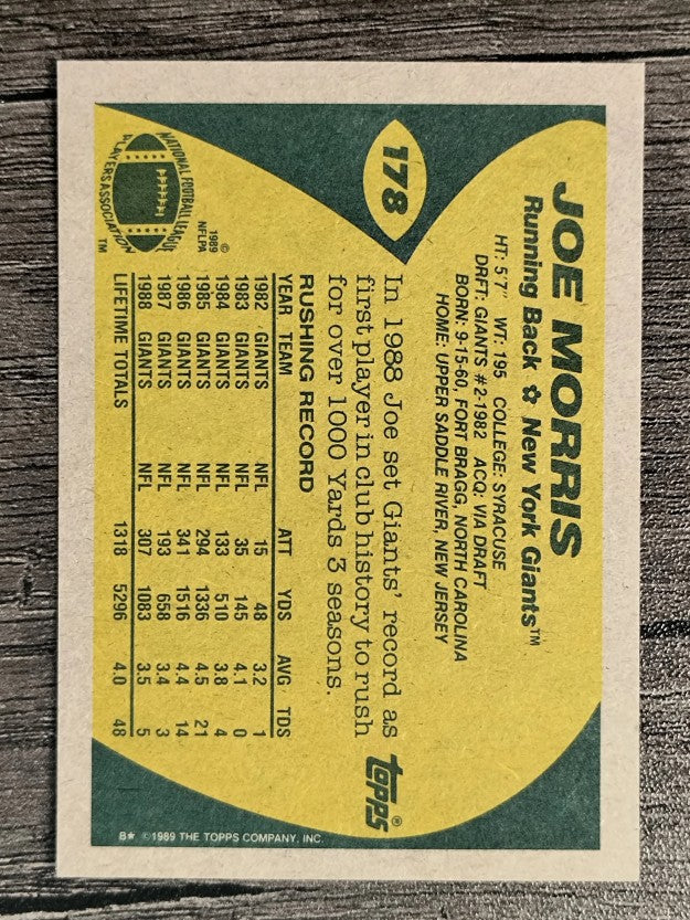 1989 Topps #178 Joe Morris