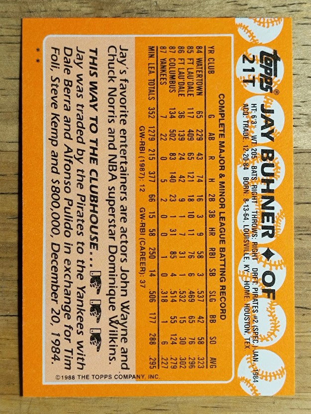1988 Topps Traded #21T Jay Buhner XRC