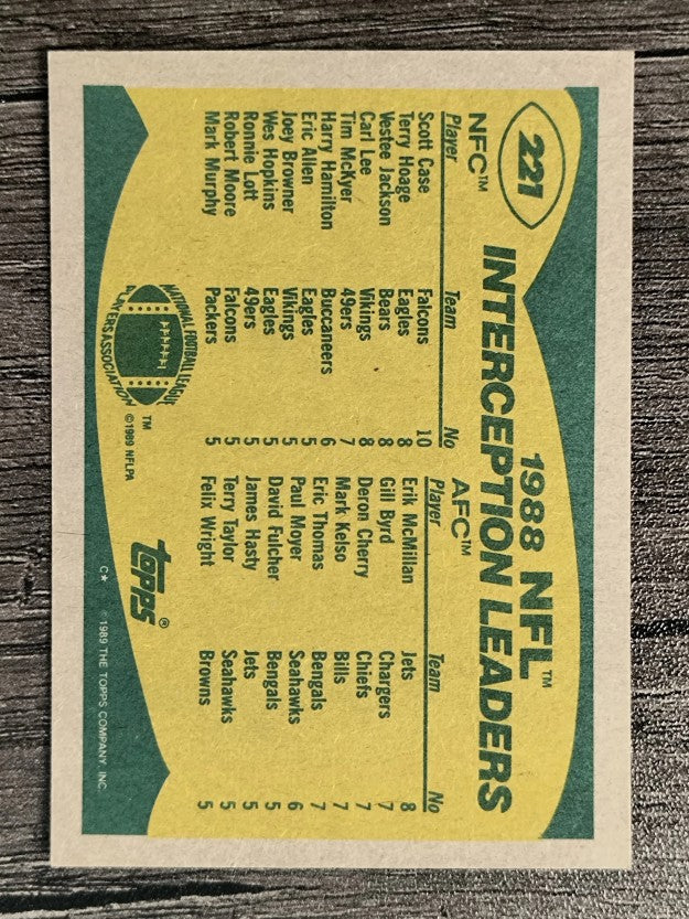 1989 Topps #221 Intercept Leaders/Scott Case/Erik McMillan