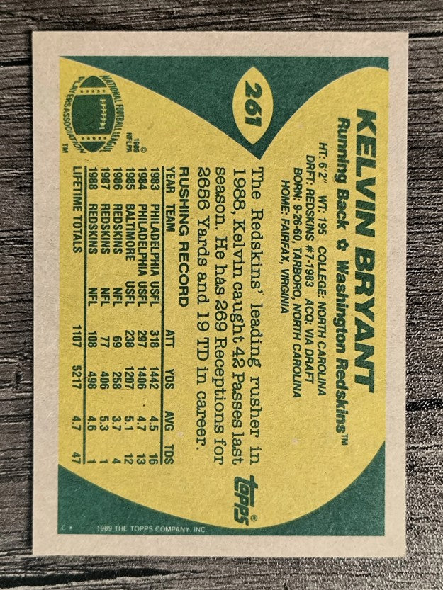 1989 Topps #261 Kelvin Bryant
