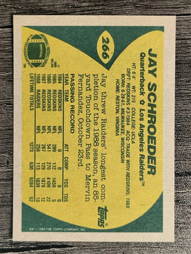 1989 Topps #266 Jay Schroeder