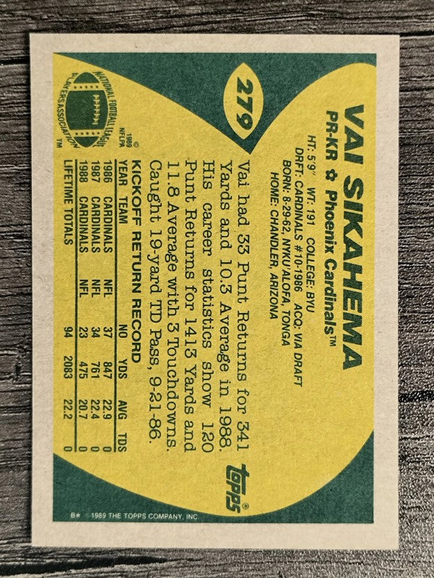 1989 Topps #279 Vai Sikahema